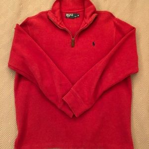 Red Men’s Polo Quarter Zip Sweater Medium